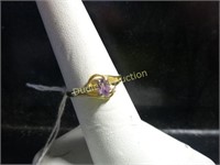 14Kt Delicate Young Girls Amethyst & Diamond Ring
