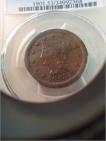 1853 lg penny AU53