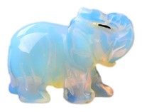 Natural Carved Opal Elephant Ornament