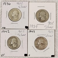 90% Silver Quarters 1936 1939 1942 1943