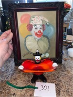 MURANO GLASS CLOWN AND PICTURE