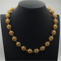 Ca 19th Century 800 Gold Filigree Bead Necklace