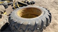 2- 16.9-38 Tractor Tires w/ John Deere Rims