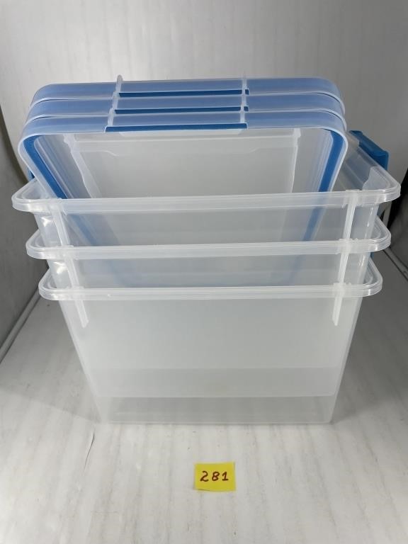 Sterilite 20 Quart Clear Gasket Box with Blue Latc