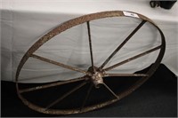 ANTIQUE METAL WAGON WHEEL