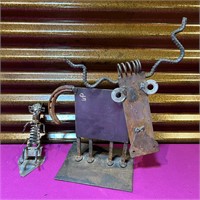 Hand Crafted Hardware Cow & Sitting Figure