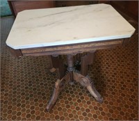 Antique marble top table 27W x 27H x 19 D