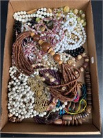 FLAT LOT OF COSTUME JEWELRY NECKLACES