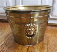 Lion Head Brass Bucket Planter