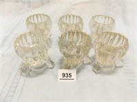 Glass Candleholders, Ribbed, 3", (6)