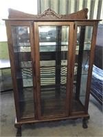 OAK LIGHTED CURIO CABINET