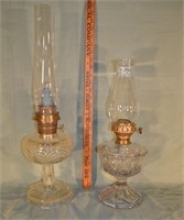2 glass oil lamps: Aladdin Nu-Type Model B w/ mant