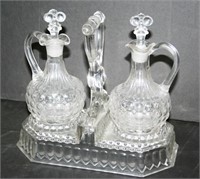 Early Pattern Glass Cruet Set w/ Undertray