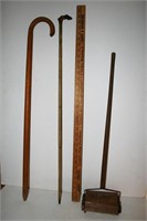 Child's Wooden Sweeper, Yardstick, Canes