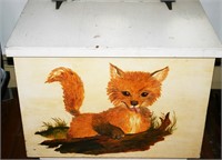 Wooden Toy Box W/ Painted Fox