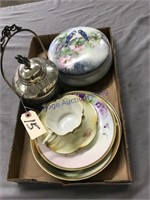 FANCY PLATES, COVERED DISH, SILVER DISH