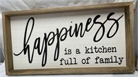 Youngs Wood Framed "Happiness" Wall Sign