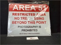 Metal  Restricted Area sign