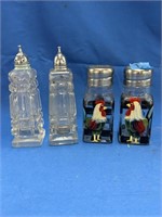 Two Sets Of Glass Salt & Pepper Shakers