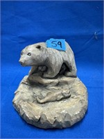 Hand Crafted Volcanic Ash Bear Sculpture