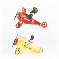 2 Toy Planes Red Baron & Flying Ace Snoopy