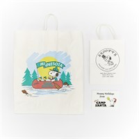 3 Vintage Camp Snoopy Gift Bags & Card