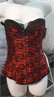 Red lace corset lace back Size M