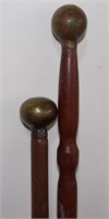 2 Vintage Brass Ball Top Walking Stick Canes