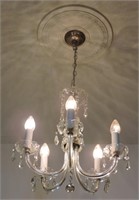 Vintage Crystal 5 Arm Chandelier