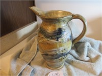 POTTERY PITCHER - SIGNED - 11 1/8"H X 8"W