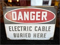 14 x 20” Porcelain Danger Electric Cable Sign