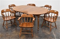 7 pc Colonial Dining Set: 47" Round Table with Six