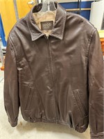 Izod Brown Leather Jacket Men's XL