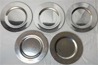 Set of 5 VTG Polished Pewter Charger Plates