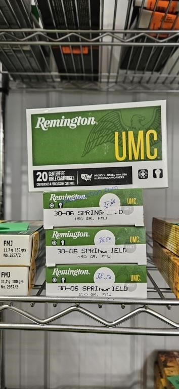 4 Remington umc 
30-06 150 grain 
ONE MONEY