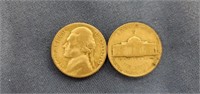 40 1943 & 44 Jefferson nickels,  cupronickel