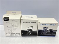 3 assorted car phone holder mounts