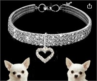 Small-Sparkling Heart Shaped Pet Necklace 11.4"