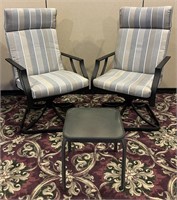 Metal Frame Rocking Patio Chairs (2) w/ Table