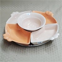 1970's JL USA Pink & Peach Snack Dish Set