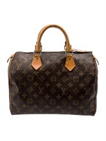 Louis Vuitton Brn Ctd Canvas Lv Mono Top Hdl Bag