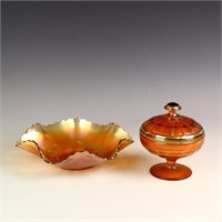 Two pieces of Carnival glass