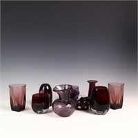 Lot of vintage and antique amethyst glass