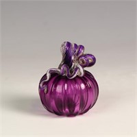 Vintage handblown art glass purple and white pumpk