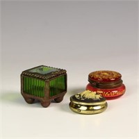 Three vintage mini trinket boxes