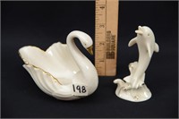 VINTAGE LENOX PORCELAIN SWAN AND DOLPHIN