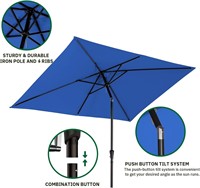 MEWAY Rectangular Patio Umbrella Tilt & Crank Blue
