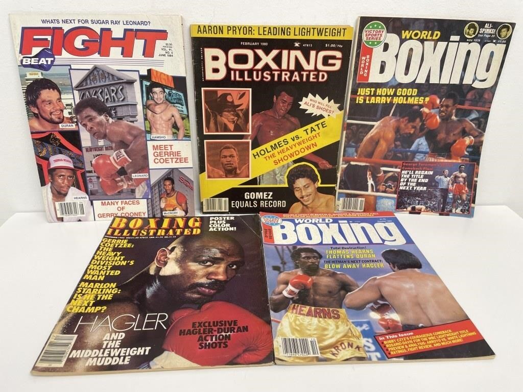 Vintage Boxing Magazines, featuring Leonard,
