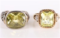 STERLING SILVER BRIGHT GREEN CZ LADIES RINGS