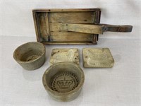Antique Butter Molds & Knife Scouring Box